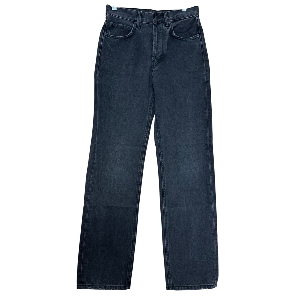 Anine Bing Jackie Jeans High Waisted Straight Leg Washed Black Charcoal Size 24